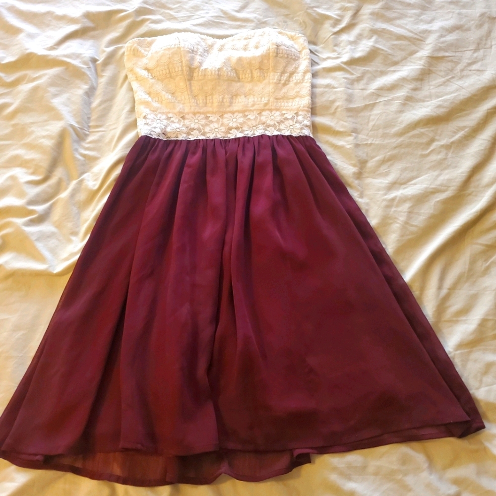Strapless lace detail dress
